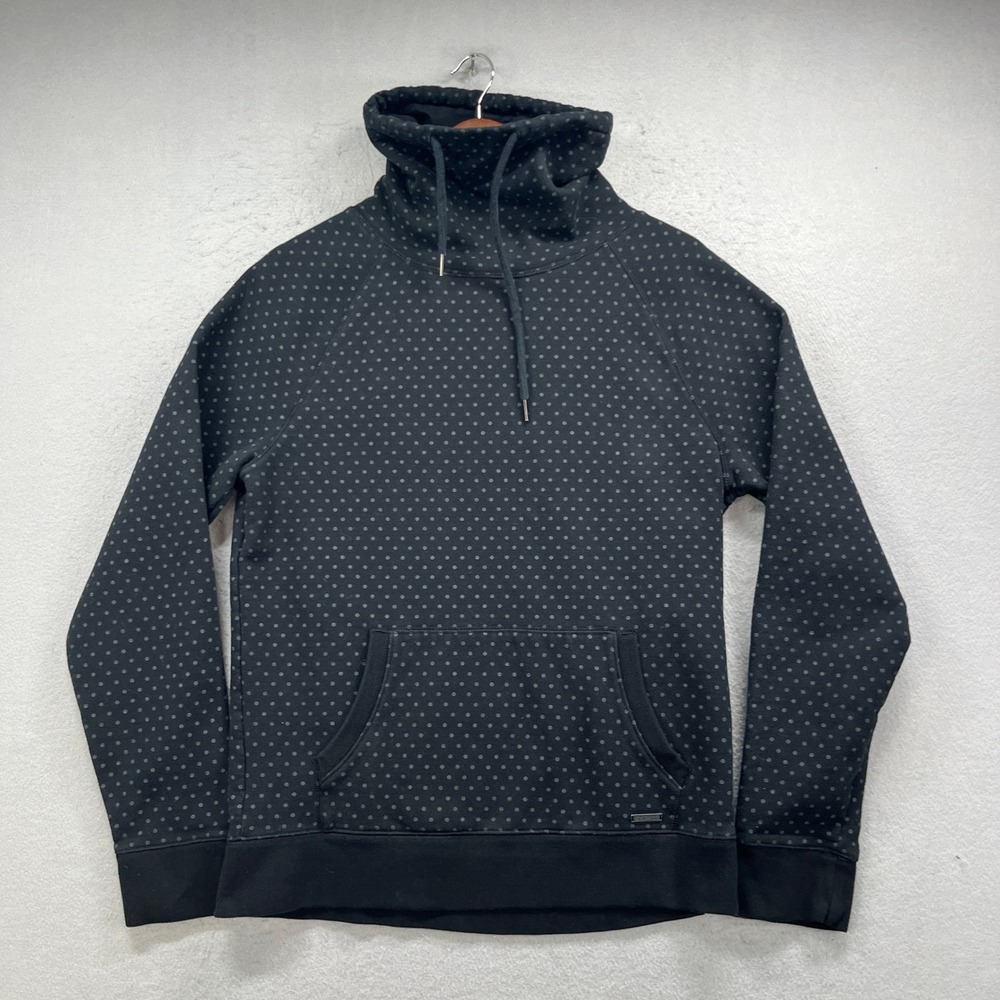 Express Funnel Neck Fleece Pullover Medium Black Polka Dot Sweatshirt Hoodie